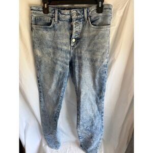 LC Lauren Conrad Womens High Rise Skinny Jeans Acid Wash Blue Button Fly Size 12